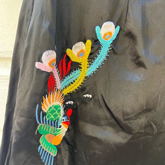 Black Satin Embroidered Dress - Picture 5 of 8